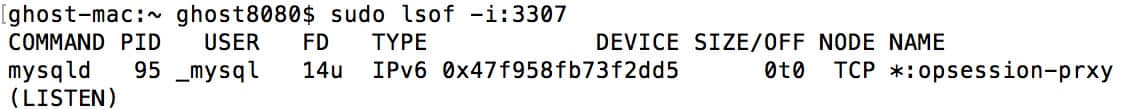 sudo lsof -i:3307